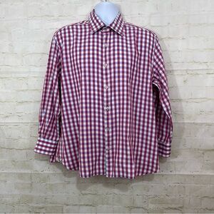 Stone Rose Pink Check Button Front Egyptian Cotton Long Sleeve Shirt